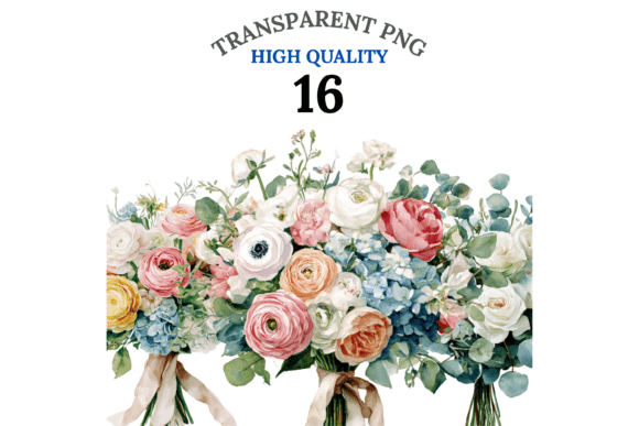 Bloom Your Designs: 16 Wedding Bouquets Clipart for Elegant Projects