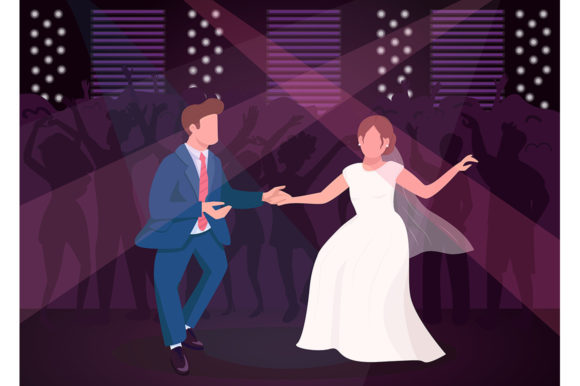 Celebrate in Style: Wedding Night Party Flat Illustration
