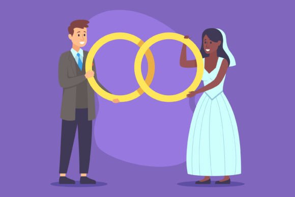 Celebrating Union: The Joyful Couple Wedding Ring Graphic
