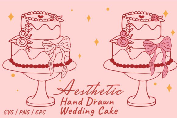 Designing Romance: The Coquette Hand Drawn Wedding Cake SVG PNG