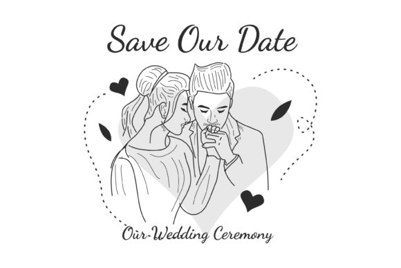 Designing Romance: The Sweet Kiss Illustration Wedding Vector