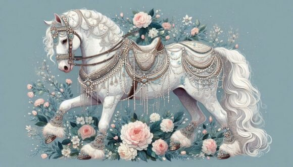 Pearl Wedding Horse: Elegant Clipart for Your Creative Projects
