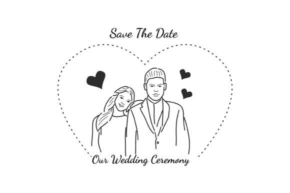 The Charm of Sweet Illustration Wedding Couple for Modern Design