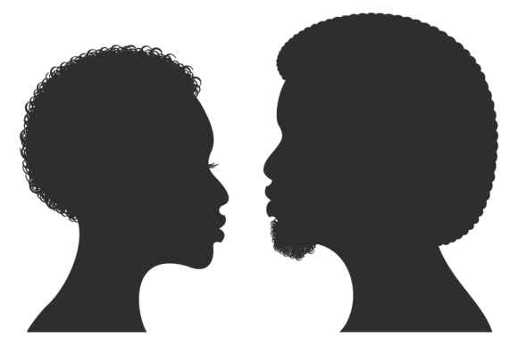 Wedding Couple Black Silhouettes: Elegant African Design Assets