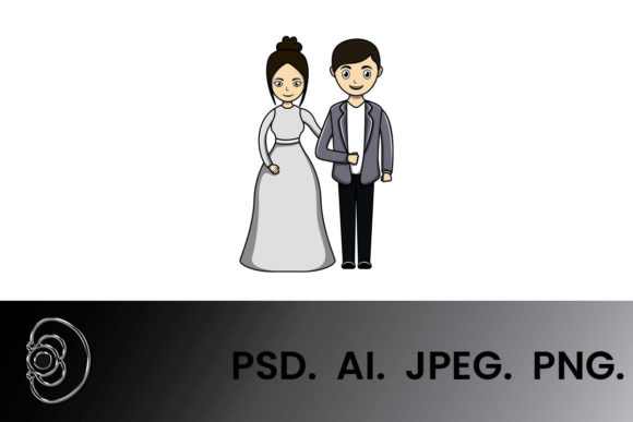 Wedding Couple Vector Cartoon: A Playful Design Asset