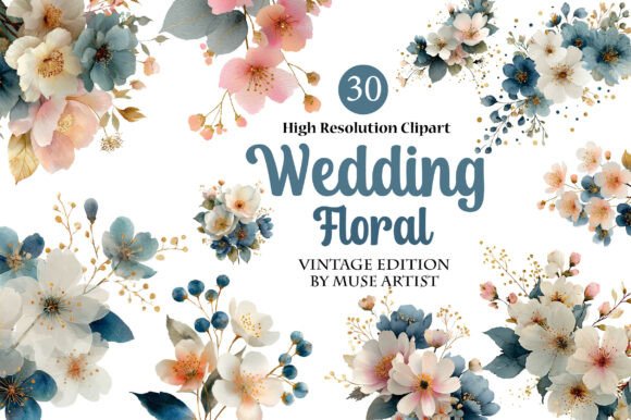 Wedding Floral Clipart: 30 Elegant Designs for Your Projects