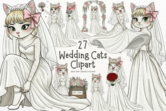 Whimsical Wedding Cat Bride Clipart: A Creative Goldmine